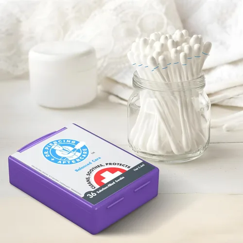 Miniatura 8 de Dr. Piercing Aftercare Hisopos – Solución salina para piercings – Limpiador de piercings de nariz y oreja – Lavado salino, limpiador de orificios