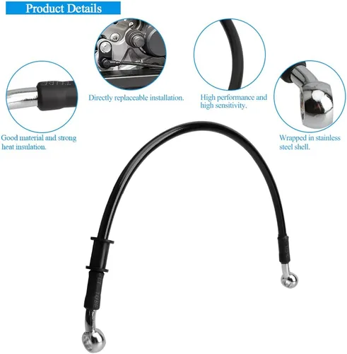 Miniatura 3 de Línea de freno de motocicleta, tubo de aceite de embrague hidráulico universal de 15.75 pulgadas, accesorios trenzados de acero inoxidable