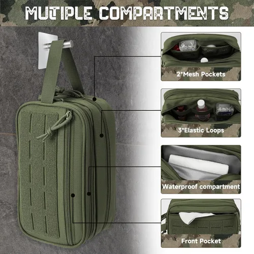 Miniatura 4 de QT&QY Neceser táctico para hombre, bolsa de higiene EDC herramienta militar Molle bolsas pequeñas Dopp Kit de afeitado para hombre Bolsas de ducha
