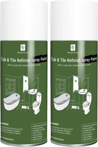 Miniatura 9 de Pintura en aerosol negra para bañera y azulejos 450ml*2 Pack, papel tapiz para baño, pintura en aerosol para azulejos de cerámica, vidrio, ventanas