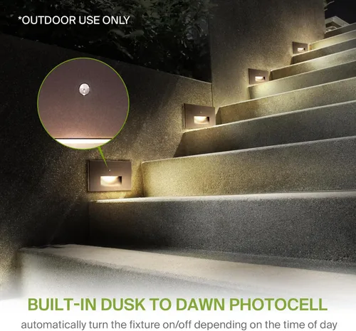 Miniatura 5 de ASD Luminaria LED empotrada para escalones, iluminación de pasarela al aire libre de atardecer a amanecer 3CCT, fotocélula, resistente al agua