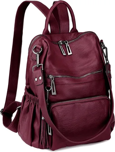 Miniatura 26 de Uromee Mochila de Viaje Monedero para Mujeres Cuero Vegano Damas Moda Borla Bolsa de Hombro Convertible, Grande, Mochilas Daypack