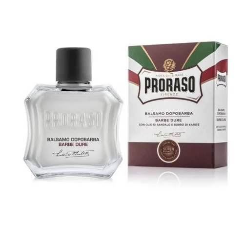 Proraso Bálsamo para después del afeitado, aceite de sándalo y manteca de karité, crema hidratante y nutritiva para después del afeitado para barbas