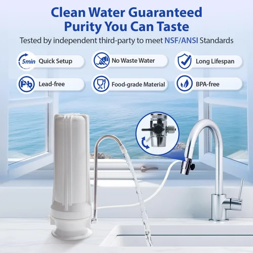 Miniatura 4 de iSpring CKC1-NC - Filtro de agua para encimera probado por SGS, sistema de filtración de agua potable para grifo, reduce la cloramina, los malos