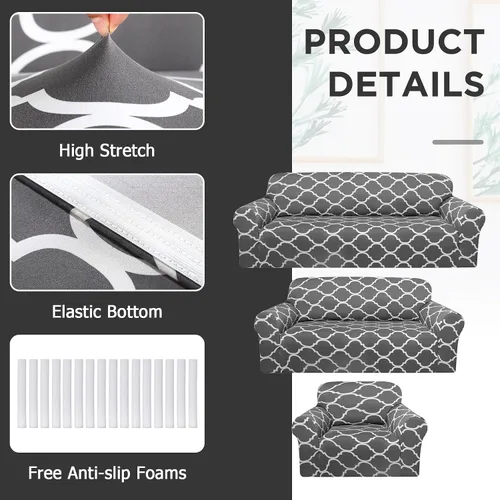 Miniatura 3 de Peryiter Juego de 3 fundas para sofá para sala de estar, fundas para muebles de sofá y sillones, funda para sillón con brazos, protector de muebles