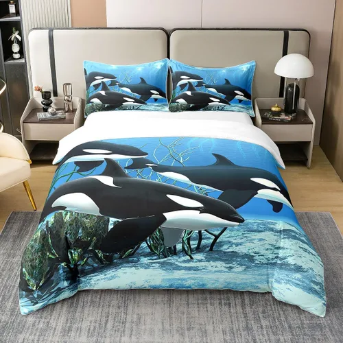 Miniatura 22 de Juego de ropa de cama 100% de algodón natural con hojas de palmera, funda de edredón Monstera con hojas tropicales, rama de hojas tropicales, funda