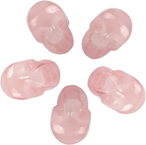 Miniatura 10 de mookaitedecor Juego de 5 esculturas de calavera de cristal de obsidiana Mahagony de 1 pulgada, estatua de piedra preciosa tallada a mano, colección