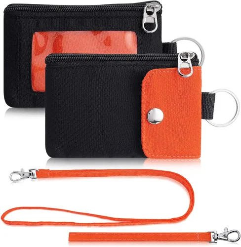 Miniatura 50 de Artpaxy Cartera minimalista para hombres y mujeres, llavero con bloqueo RFID, con cremallera, pequeña cartera con ventana de identificación, 2