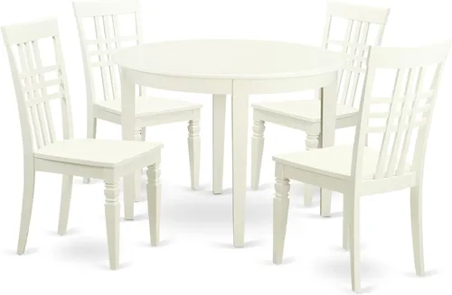 Miniatura 7 de East West Furniture BOLG3-LWH-W - Juego de comedor de 3 piezas que contiene una mesa de cocina redonda y 2 sillas de comedor, 42 x 42 pulgadas