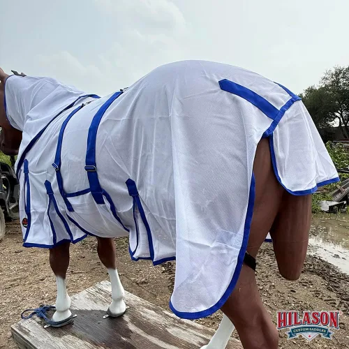 Miniatura 47 de HILASON Hoja de mosca de caballo con protección UV, malla transpirable, mosquito, primavera, alfombra de caballo de verano, alfombra de mosca