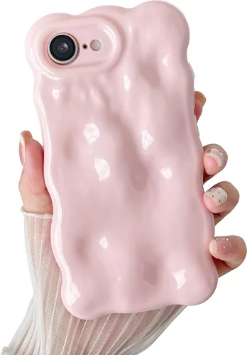 Miniatura 23 de XIZYO Funda para iPhone 13 de 6.1 pulgadas, bonito patrón de ondas, estético, 3D, rizado, ondulado, chapado en purpurina, para mujeres y niñas, Azul