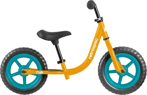 Miniatura 7 de Retrospec Cub - Bicicleta de equilibrio para niños de 18 meses a 3 años, bicicleta para principiantes sin pedal de 12 pulgadas con asiento Dorado