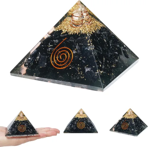Crocon Pirámides de orgón de turmalina negra, piedra curativa, piedras de pirámide, piedras de pirámide de cristal Reiki, colección de adivinación #5