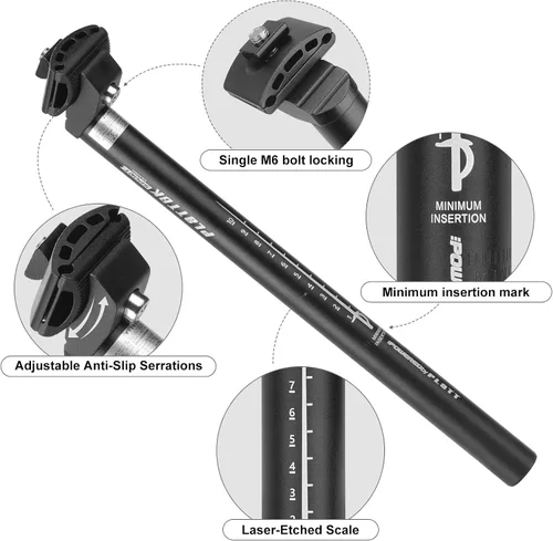 Miniatura 2 de PLATTBK Tija de asiento de bicicleta 25.4/27.2/28.6/30.9/31.6 13.780 in aleación de aluminio Road Bike MTB Seatpost