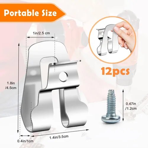 Miniatura 2 de Windspeed - 12 clips de metal para cinturón de repuesto para herramientas Dewalt, clips de cinturón de conductor de acero inoxidable