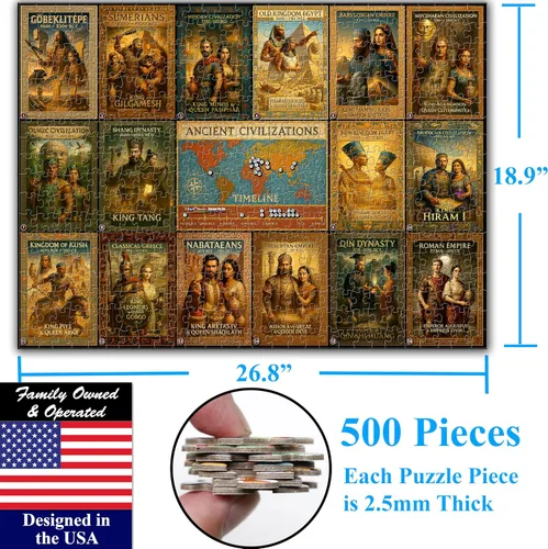 Miniatura 6 de Think2Master Rompecabezas de historia mundial de las civilizaciones antiguas, 500 piezas, gran formato para mayores de 13 años, adolescentes