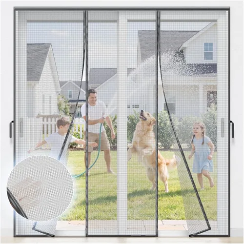 Miniatura 11 de Malla magnética resistente para puerta – Pantalla de puerta sin manos con autosellado con 50 imanes, apta para mascotas y niños, pantallas de malla