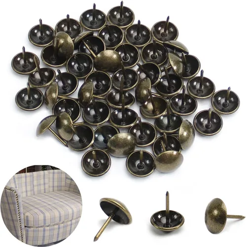 Miniatura 24 de MroMax 120 tachuelas de clavos para tapicería de 0.47 pulgadas de diámetro, hierro de estilo vintage, de metal, redondos, de 0.67 pulgadas de altura