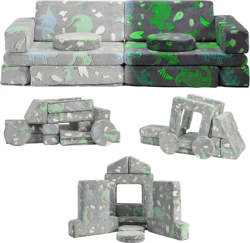 Miniatura 7 de Sofá modular para niños pequeños, muebles imaginativos para dormitorio, sofá infantil para jugar, dormir, niñas y niños pequeños, gris
