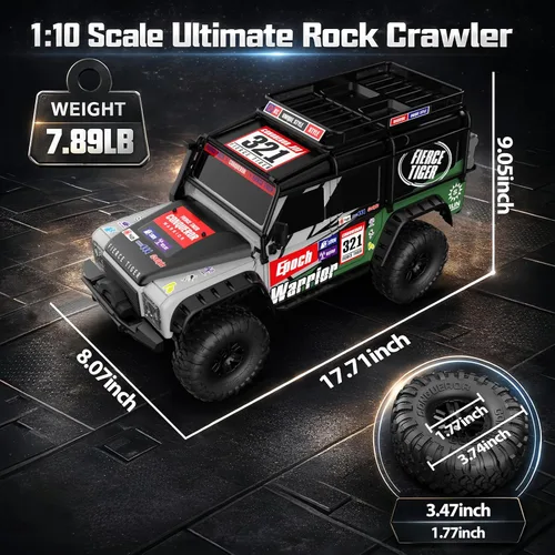 Miniatura 7 de Autos RC Camiones RC Crawler 1/10 Escala RTR Auto de Control Remoto 4WD 2.4GHz con Motor Cepillado Vehículo de Carreras Todoterreno Grado Pasatiempo