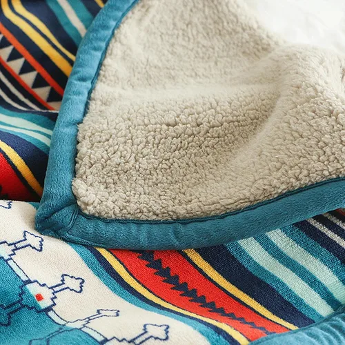 Miniatura 6 de UKELER Manta de sherpa bohemia de 80 x 60 pulgadas, manta bohemia de franela de felpa suave para cama, sofá, oficina, campamento A-bohemio