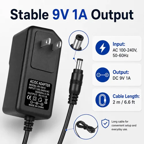 Miniatura 3 de 9V 1A AC Power Supply Charger Adapter Cord for Casio Digital Piano Keyboard CT-X700