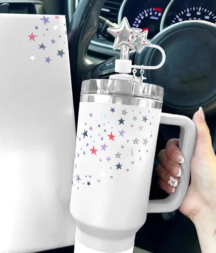 Miniatura 4 de 4 piezas de fundas de popote de silicona para Stanley Cup Star para Stanley Cup 30 y 40 onzas, cubierta de popote Stanley para vasos, accesorios