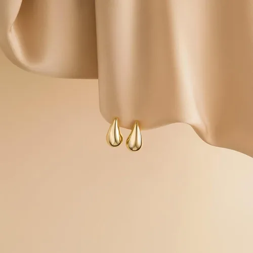 Miniatura 6 de KIAISXES Aretes de aro de gota de agua dorados, aretes gruesos para mujer, ligeros, hipoalergénicos, chapados en oro, joyería de moda para niñas