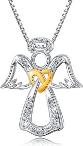DAOCHONG Collar de ángel de la guarda para mujer, plata de ley, con colgante de alas "You Are My Angel", regalo de joyería para niñas