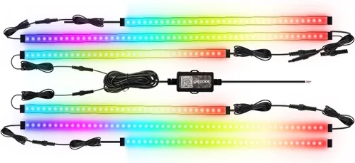 Luces de neón para automóvil con colores en secuencia, tira de luz LED Bluetooth mejorada con 212 modos de colores de ensueño en secuencia, modo