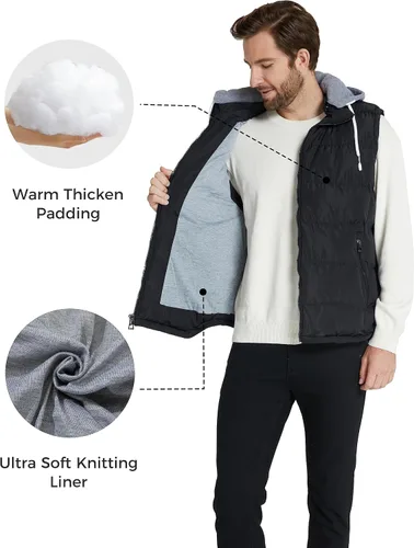 Miniatura 3 de ZSHOW - Chaleco de invierno con capucha extraíble y acolchado para hombre