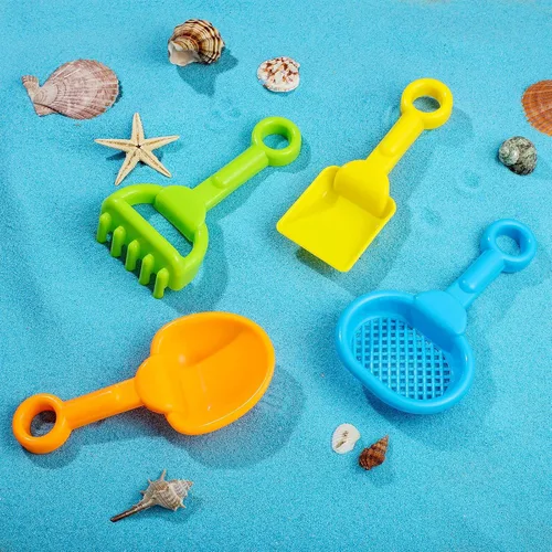 Miniatura 7 de Skylety 8 piezas de palas de arena coloridas de plástico, rastrillo de invierno, tamizador de arena de playa, pala para nieve y jardín