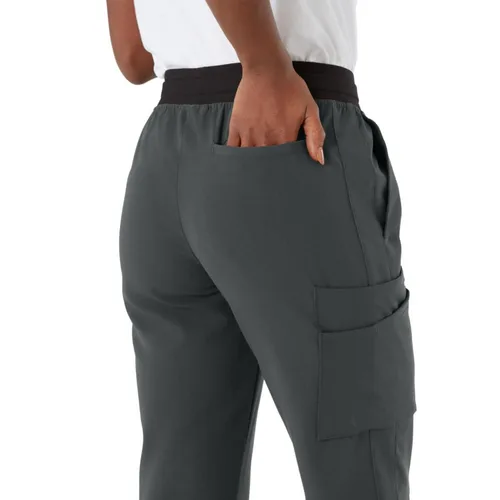 Miniatura 31 de ave. Varick - Pantalón médico de tiro medio para mujer, pierna recta, seis bolsillos, color azul caribeño, talla S