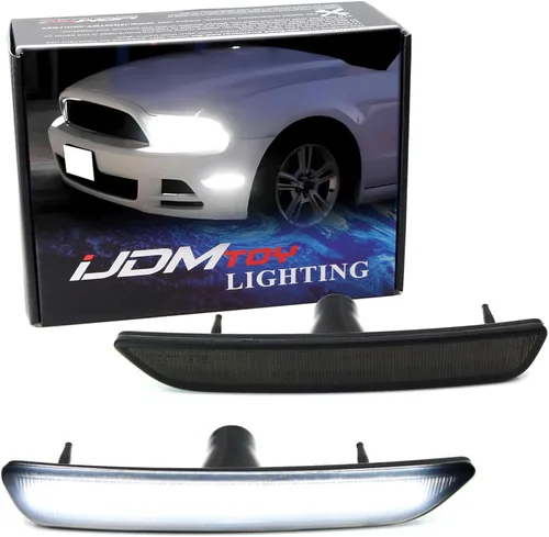 iJDMTOY Juego Completo de Luz LED de Marcador Lateral con Lente Ahumada 27-SMD Blanca, Compatible con Parachoques Delantero Ford Mustang 2010-2014
