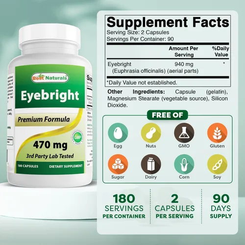 Miniatura 2 de Best Naturals Eyebright 470 mg 180 Capsules