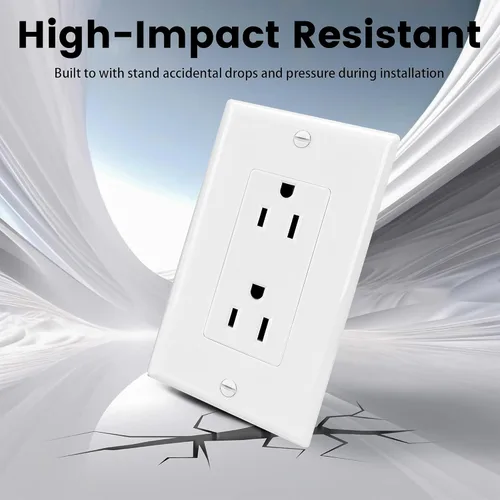 Miniatura 4 de ThunderWay Toma de corriente decoradora con placa de pared, toma eléctrica no resistente a manipulaciones, 15 amperios/125 V, autoconectada
