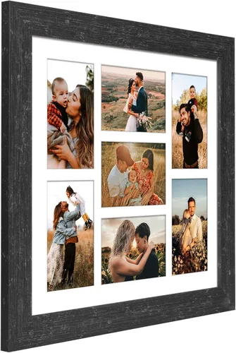 Miniatura 3 de Marcos de Fotos Collage de 13.5X15.5 con 7 Aberturas para Fotos de 4X6, Marco de Fotos Múltiples con Paspartú para Decoración de Pared, Grano