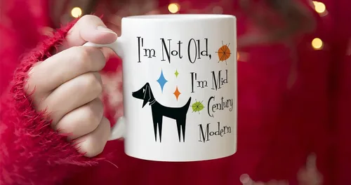 Miniatura 6 de Taza de cocina moderna con texto en inglés "I'm Not Aged, I'm Mid-Century Canine Enthusiast", taza de cerámica blanca de 11 onzas para cocina