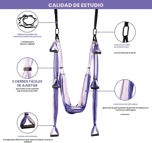 Miniatura 5 de Columpio de trapecio de yoga para el hogar y exterior Fácil instalación para fuerza, equilibrio y alivio del dolor de espalda Correas ajustables