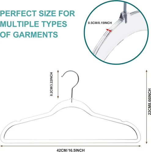 Miniatura 5 de Quality Hangers Perchas de plástico transparente para ropa, paquete de 10 unidades, 16.5 pulgadas, perchas resistentes para ahorrar espacio