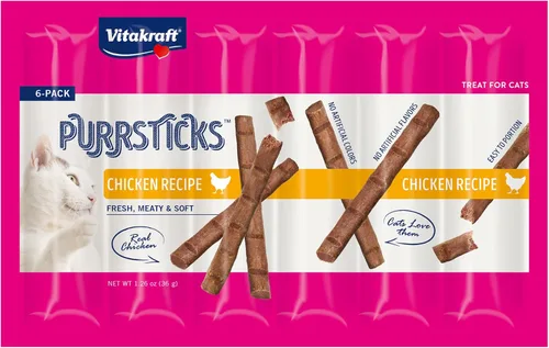 Miniatura 10 de Vitakraft PurrSticks - Golosinas suaves nutritivas y saludables para gatos, palitos de carne asada al horno suavemente para gatos con 70% de carne