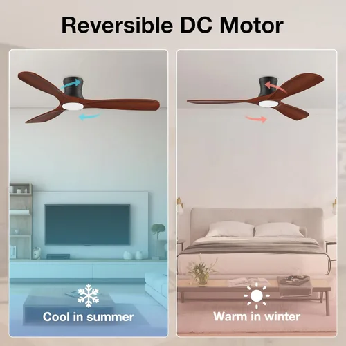 Miniatura 8 de Hoenofly - Ventiladores de techo empotrados inteligentes de madera de 52" con luces y control remoto, motor CC silencioso, ventilador de techo