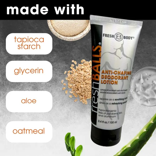 Miniatura 4 de Fresh BALLS Loción – Crema calmante antirozaduras para hombre en polvo – Desodorante de bolas e higiene para el área de la ingle, 3.4 onzas líquidas