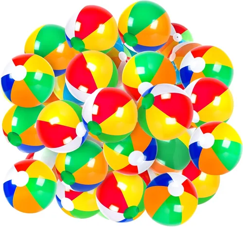 Coopay Pelotas de playa inflables grandes de 16 pulgadas, bola de piscina clásica arco iris, decoración de fiesta de playa, juegos de agua de