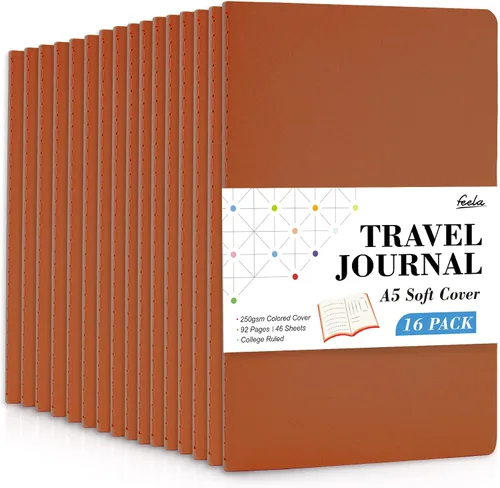 Miniatura 25 de feela - Paquete de 16 cuadernos de tapa suave a granel, cuadernos rayados universitarios para el trabajo para mujeres y niñas, diario de viaje