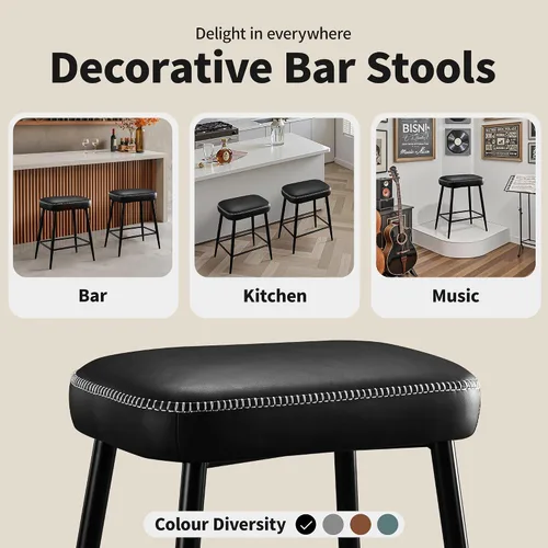 Miniatura 7 de STOOLINK Juego de 2 taburetes de bar de 24 pulgadas de altura de mostrador para isla de cocina, taburetes de bar de cocina modernos con base