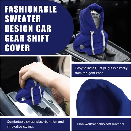 Miniatura 4 de JOYCOURT 2 fundas para palanca de cambios de automóvil, sudadera con capucha cálida y a la moda, perilla de cambio de automóvil, decoración de rojo