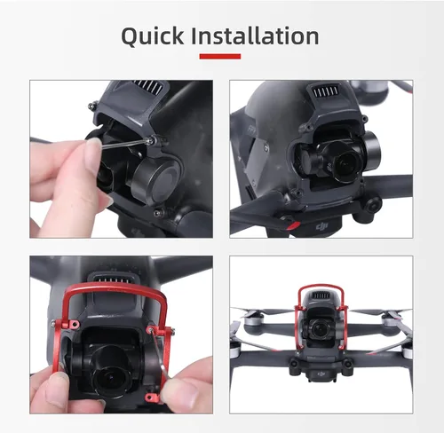 Miniatura 9 de FPV Drone Gimbal Bumper para DJI FPV Drone PTZ Protect Bar Cámara de aleación de aluminio Anti-colisión (rojo)