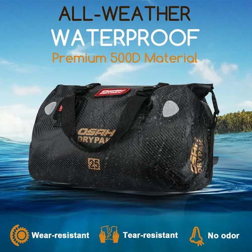 Miniatura 4 de OSAH DRYPAK Bolsa de lona impermeable – Bolsa seca para motocicleta con gran espacio de almacenamiento, bolsas de equipaje impermeables con bolsillo