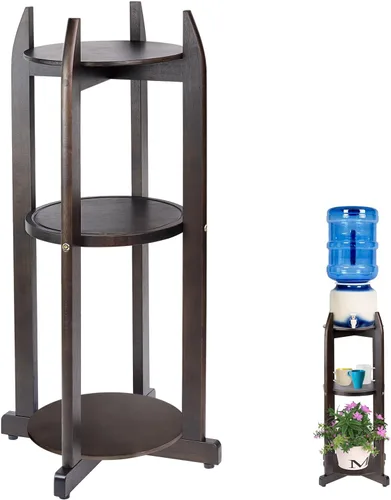 Miniatura 10 de Soporte dispensador de agua de madera maciza natural (32.8 pulgadas de alto-11.2 pulgadas de ancho) Soporte de suelo de cerámica para dispensador